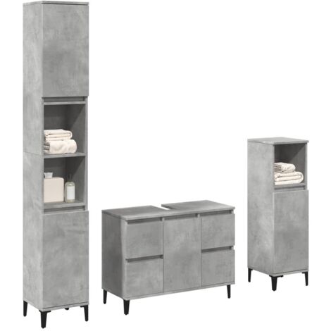 Ensemble de meubles de salle de bain 3 pcs-Meuble de salle de bain gris béton 736116 (1/5)