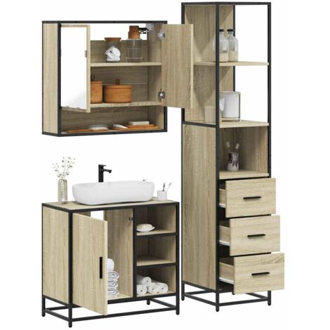 Ensemble de meubles de salle de bain 3 pcs-Meuble de salle de bain chêne sonoma 438500 (1/5)