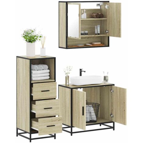 Ensemble de meubles de salle de bain 3 pcs-Meuble de salle de bain chêne sonoma 194985 (1/5)