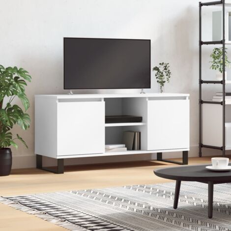 Meuble TV-Banc TV-Meuble Télé blanc 104x35x50 cm bois d'ingénierie 710334 (1/5)