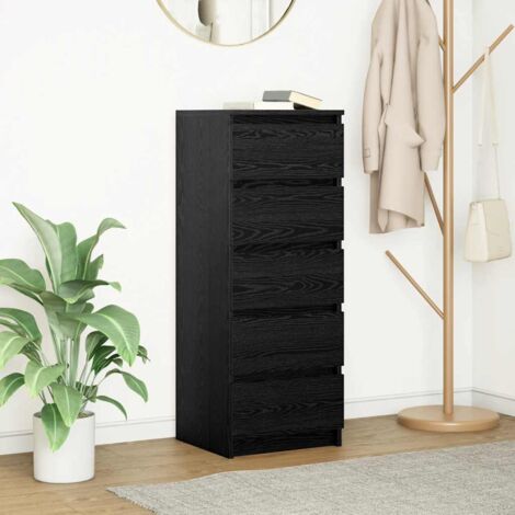 Buffet avec tiroirs-Meuble de rangement chêne noir 37,5x35x99 cm bois d'ingénierie 451824 (1/5)