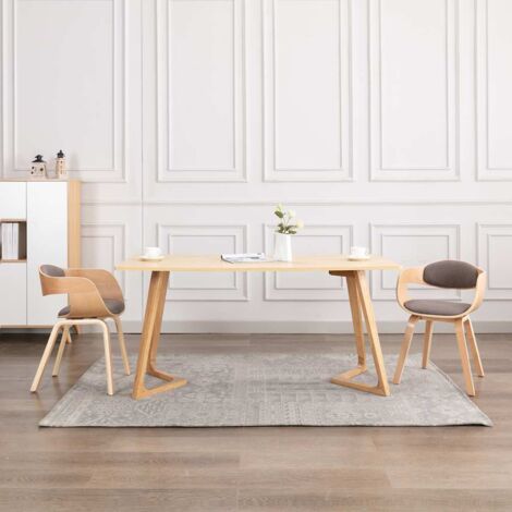 Chaises à manger lot de 2-Chaises de Salle à Manger-Chaise de cuisine bois courbé et tissu taupe 452615 (1/5)