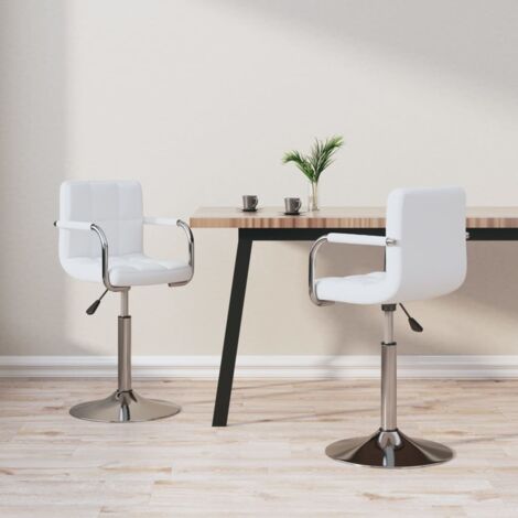 Chaises pivotantes à manger lot de 2-Chaises de Salle à Manger-Chaise de cuisine blanc similicuir 710333 (1/5)