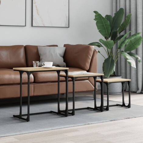 Tables basses gigognes 3 pcs-Table Salon-Table d'appoint chêne sonoma bois d'ingénierie 799591 (1/5)