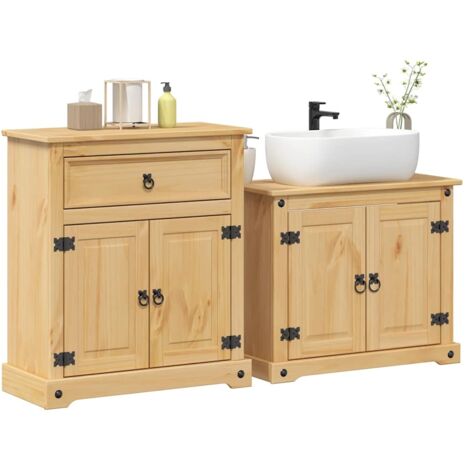 Ensemble de meubles salle de bain 2 pcs-Meuble de salle de bain Corona bois pin massif 990013 (1/5)