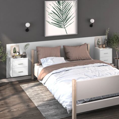 Tables de chevet murales 2 pcs-Lot de 2 Table de nuit suspendue Blanc 308600 (1/5)