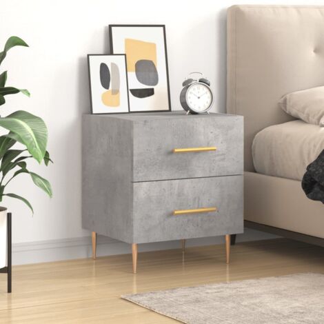Table de chevet-Table de nuit gris béton 40x35x47,5 cm bois d’ingénierie 543417