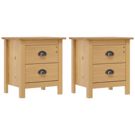 Tables de chevet Hill 2 pcs-Lot de 2 Table de nuit 46x35x49,5 cm Bois de pin solide 137327 (1/5)