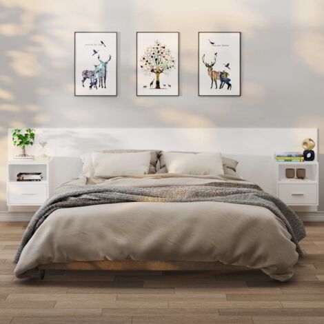 Tables de chevet murales 2 pcs-Lot de 2 Table de nuit suspendue Blanc 960902 (1/5)