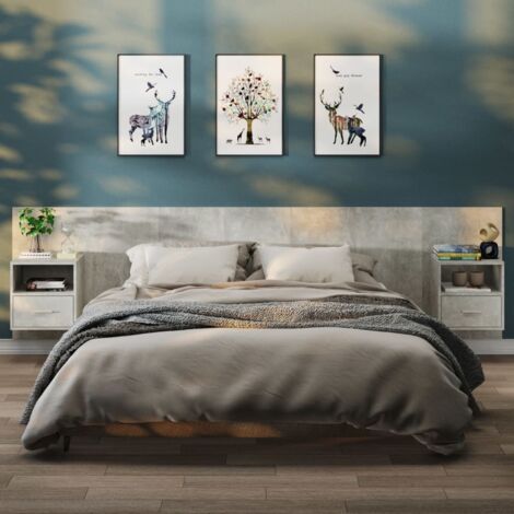 Tables de chevet murales 2 pcs-Lot de 2 Table de nuit suspendue Gris béton 264789 (1/5)