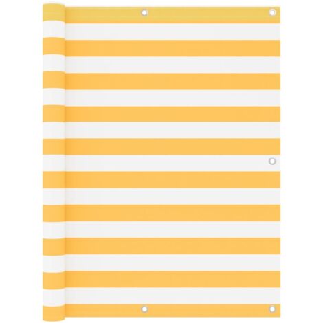 Écran de balcon-Paravents de balcon-Protection latérale de balco Blanc et jaune 120x500 cm Tissu Oxford 307098 (1/5)