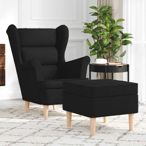 Fauteuil avec repose-pied-Chaise de relaxation-Fauteuil Relax Noir Tissu 556918 (1/5)