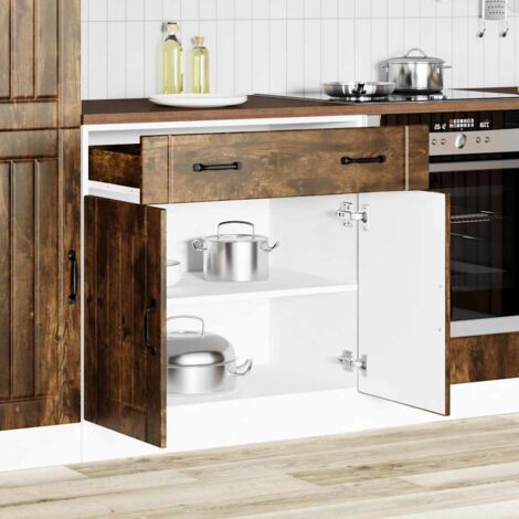Armoire de cuisine-Meuble de cuisine-Armoire de rangement Lucca chêne fumé bois ingénierie 827900 (1/5)