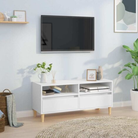Meuble TV-Banc TV-Meuble Télé blanc 100x34,5x44,5 cm bois d'ingénierie 580368 (1/5)