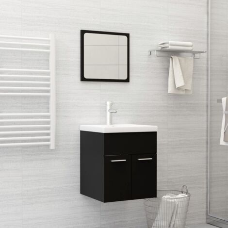 Ensemble de meubles de salle de bain-Meuble de salle de bain Noir Aggloméré 810185 (1/5)