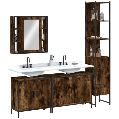 Ensemble d'armoires de salle de bain 4 pcs chêne fumé 605903 (1/5)