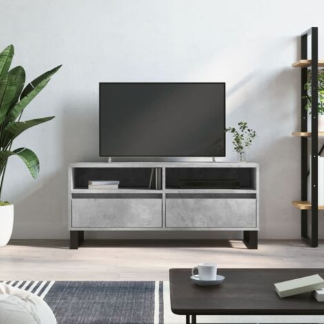 Meuble TV-Banc TV-Meuble Télé gris béton 100x34,5x44,5 cm bois d'ingénierie 590145 (1/5)