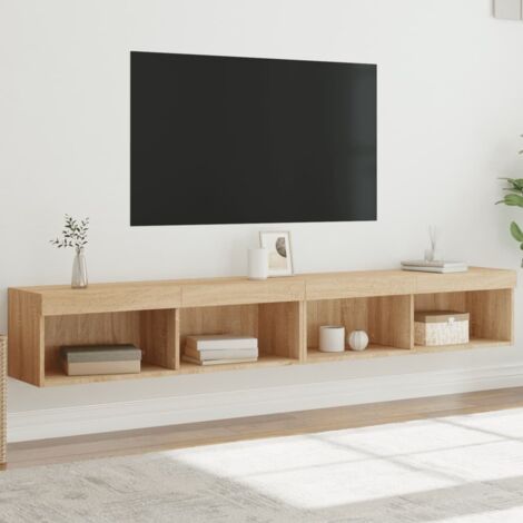 Meubles TV avec LED 2 pcs-Banc TV-Meuble Télé avec lumières chêne sonoma 100x30x30 cm 394733 (1/5)