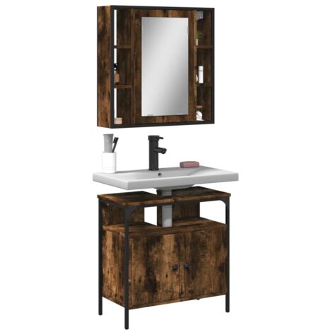Ensemble de meubles de salle de bain 2 pcs-Meuble de salle de bain Chêne fumé 212132 (1/5)
