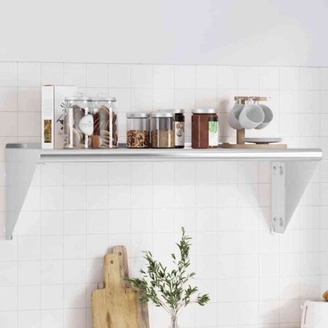 Étagère murale-Étagère flottante-Étagère de rangement suspendue 100x30x31 cm argenté acier inoxydable 427323 (1/5)