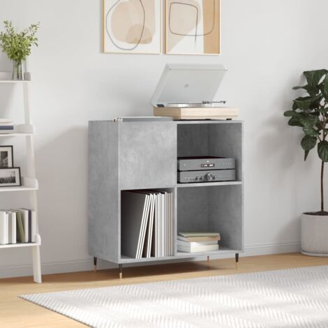 Armoire à disques-Étagère range CD-Meuble de rangement gris béton 84,5x38x89 cm bois d'ingénierie 911112 (1/5)
