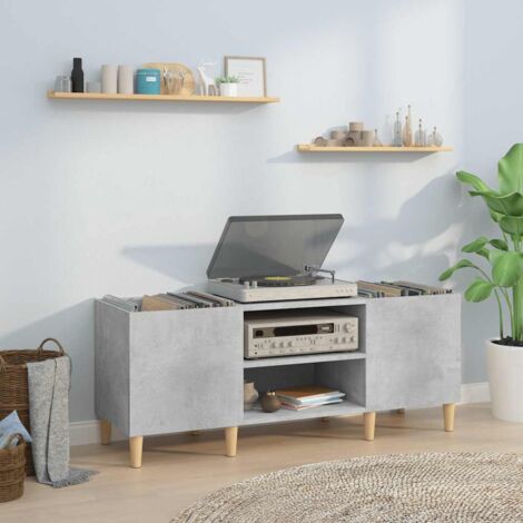 Armoire à disques-Étagère range CD-Meuble de rangement gris béton 121x38x48 cm bois d'ingénierie 456568 (1/5)