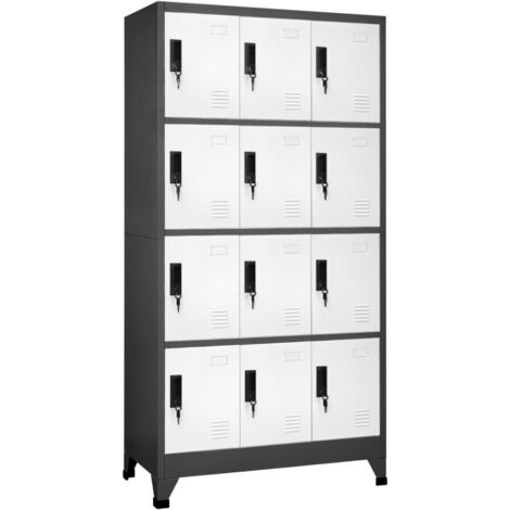 Armoire à casiers-Meuble de rangement Anthracite et blanc 90x45x180 cm Acier 360079 (1/5)