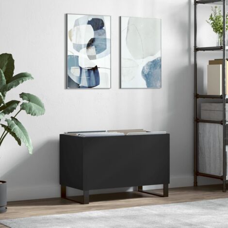 Armoire à disques-Étagère range CD-Meuble de rangement noir 74,5x38x48 cm bois d'ingénierie 310286 (1/5)