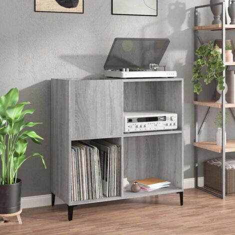 Armoire à disques-Étagère range CD-Meuble de rangement sonoma gris 84,5x38x89 cm bois d'ingénierie 859703 (1/5)