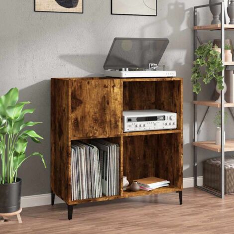 Armoire à disques-Étagère range CD-Meuble de rangement chêne fumé 84,5x38x89 cm bois d'ingénierie 277703 (1/5)