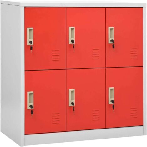 Armoire à casiers-Meuble de rangement Gris clair et rouge 90x45x92,5 cm Acier 215297 (1/5)