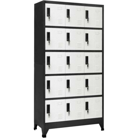 Armoire à casiers-Meuble de rangement Anthracite et blanc 90x40x180 cm Acier 933146 (1/5)