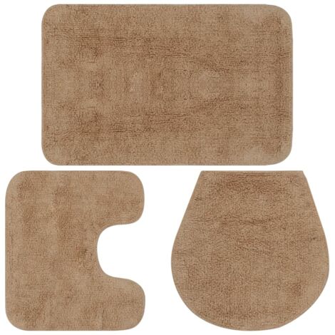 Jeu de tapis de salle de bain 3 pcs-Descendant de bain Tissu Beige 676555 (1/5)