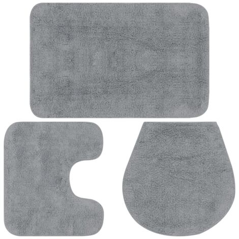 Jeu de tapis de salle de bain 3 pcs-Descendant de bain Tissu Gris 986818 (1/5)