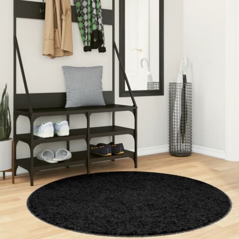 Tapis-Tapis de salon-Tapis Chambre OVIEDO à poils courts noir Ø 120 cm 822029 (1/5)