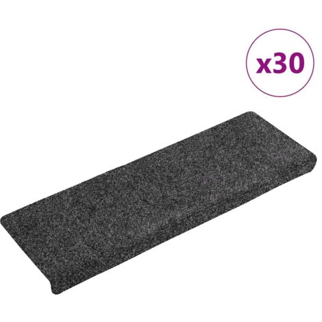 Tapis d'escalier-Moquette d'escalier-Tapis de marches autocollants, 30 pièces, 65 x 21 x 4 cm, gris, bord rectangulaire 975376 (1/5)