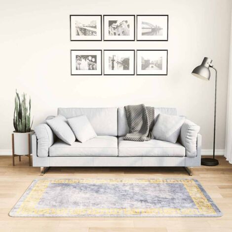Tapis-Tapis de salon-Tapis Chambre lavable antidérapant 80x150 cm Gris 383303 (1/5)