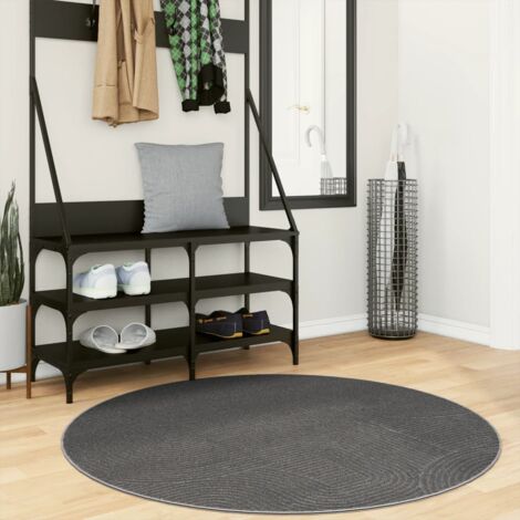 Tapis-Tapis de salon-Tapis Chambre IZA poils courts style scandinave anthracite Ø 120 cm 731280 (1/5)