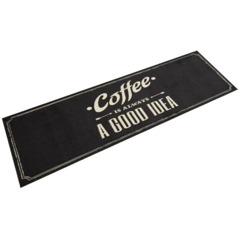 Tapis de cuisine lavable-Tapis de salon-Tapis Chambre texte Coffee 45x150 cm velours 330397 (1/5)