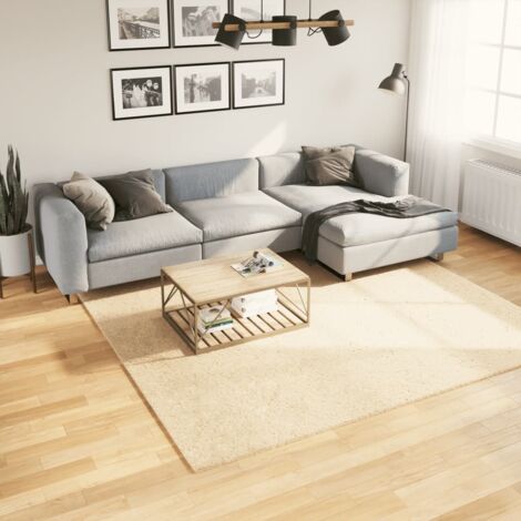 Tapis-Tapis de salon-Tapis Chambre HUARTE à poils courts doux et lavable crème 240x240 cm 914422 (1/5)