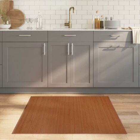 Tapis carré-Tapis de salon-Tapis Chambre-Tapis d'intérieur marron 100x100 cm bambou 671456 (1/5)