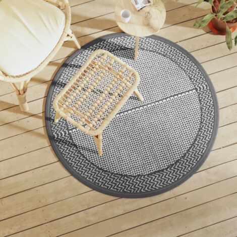 Tapis d'extérieur-Tapis de Jardin ARAKIL gris Ø120 cm PP 731182 (1/5)