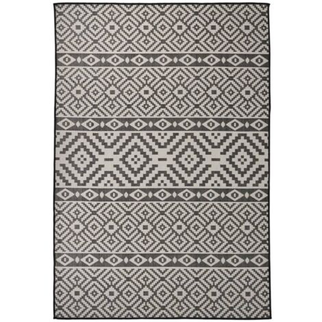 Tapis à tissage plat d'extérieur-Tapis de Jardin 160x230 cm Rayures noires 781287 (1/5)