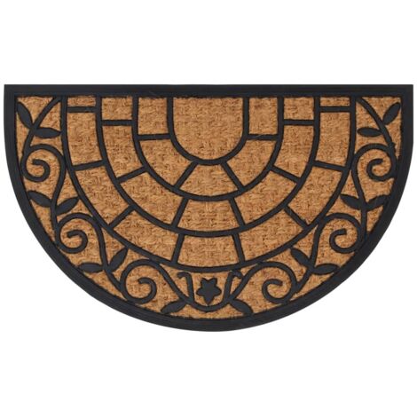 Tapis de porte-Paillasson demi-rond 45x75 cm caoutchouc et fibre de coco 953279 (1/5)