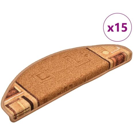 Tapis d'escalier-Moquette d'escalier-Tapis de marches autocollants 15 pcs Beige 65x21x4 cm 244504 (1/5)