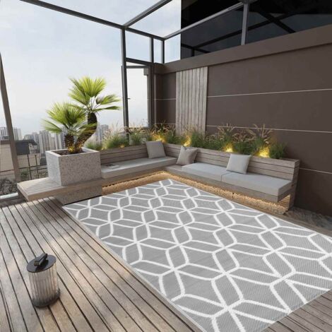Tapis d'extérieur-Tapis de Jardin ARAKIL Gris 140x200 cm PP 652074 (1/5)