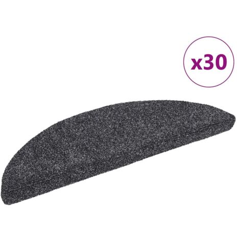 Tapis d'escalier-Moquette d'escalier-Tapis de marches autocollants 30 pièces 56 x 17 x 3 cm Gris foncé Demi-rond 908131 (1/5)