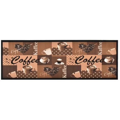 Tapis de sol de cuisinel-Tapis de salon-Tapis Chambre lavable Marron café 45x150 cm 723301 (1/5)