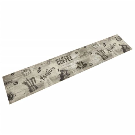Tapis de cuisine lavable-Tapis de salon-Tapis Chambre imprimé café gris 60x300 cm velours 661586 (1/5)
