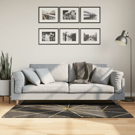 Tapis-Tapis de salon-Tapis Chambre lavable noir et doré 80x150 cm antidérapant 902456 (1/5)